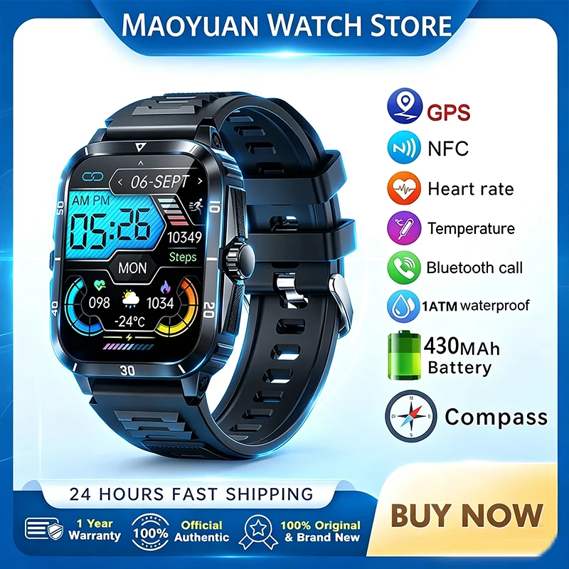GEJIAN New 1.96 "HD Screen Smart Watch For Men with Heart Rate Sleep Bluetooth Call IP68 Sports Tracking Pedometer Smartwatch