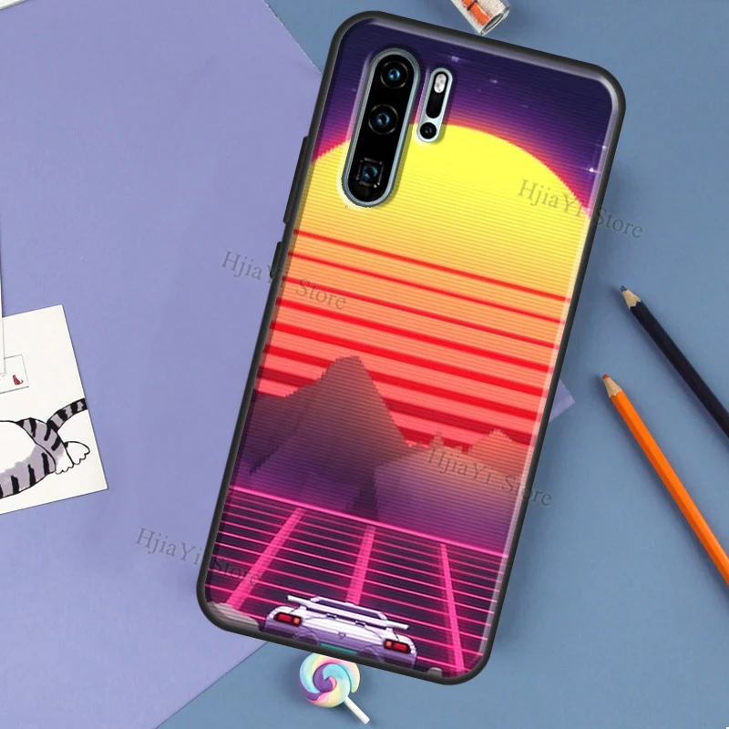 Vaporwave 80's Retro Neon Synthwave Case For Huawei P30 Lite P40 P20 Pro P Smart Z 2019 2021 Mate 20 10 Lite TPU Phone Cover