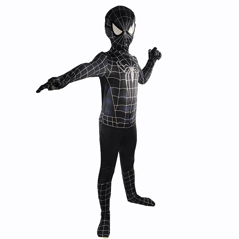 Tobey Maguire Black Spiderman Kostuum Venom Symbiont Cosplay Zentai Bodysuit Jumpsuit Superheld Halloween Kostuum Voor Kinderen Volwassen