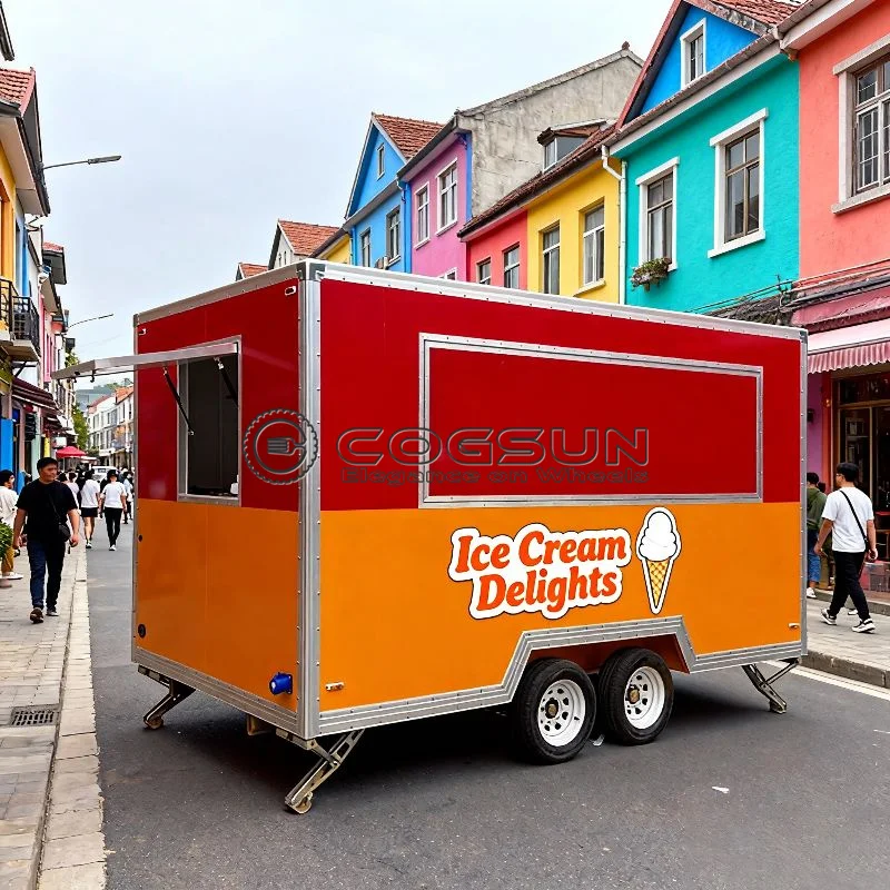 

COGSUN Custom Built Mobile Food Truck with Double Fryer Coffee Bar Service Window for Festival Concession Business