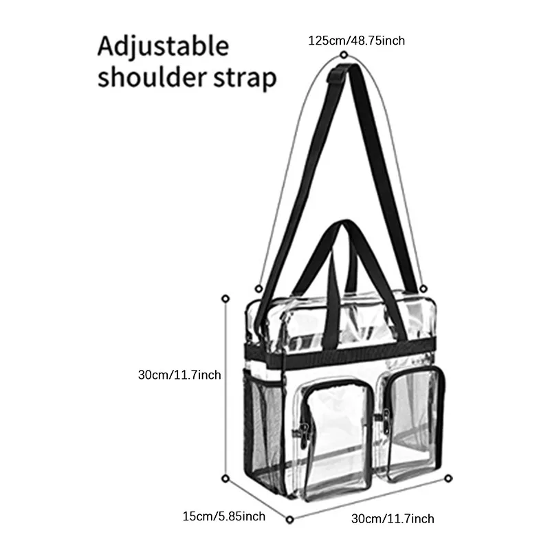 Portable Transparent Shoulder Crossbody Bag Tote Satchel PVC Handbag for Women Lady Large Capacity Clear Bag Shopping Handbag