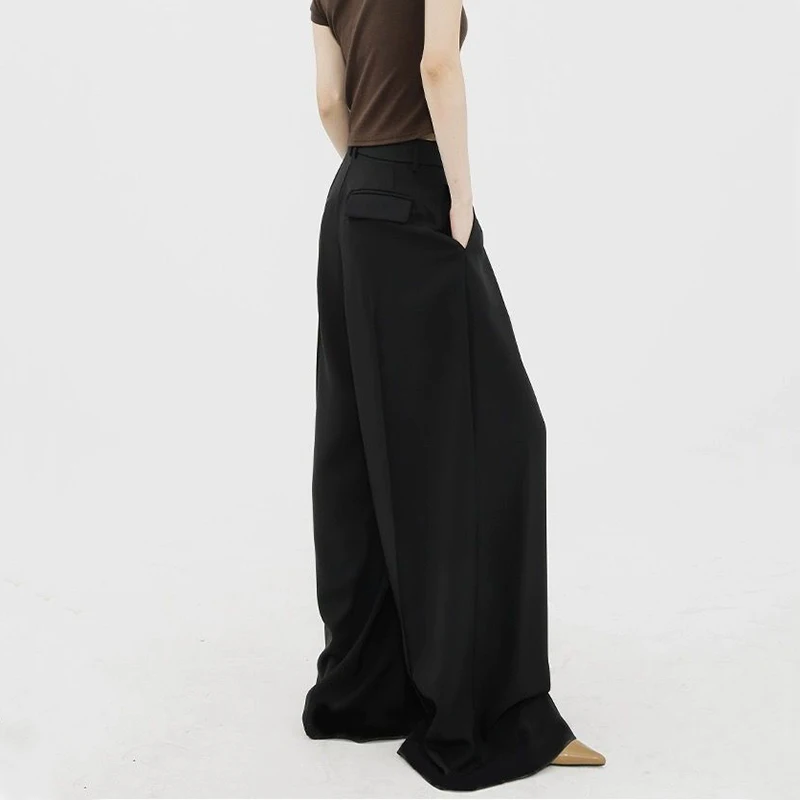 Pantalon à jambes larges pour femmes, Streetwear, Vintage coréen, taille haute, droit, esthétique Y2K, Harajuku, Baggy noir assorti avec tout