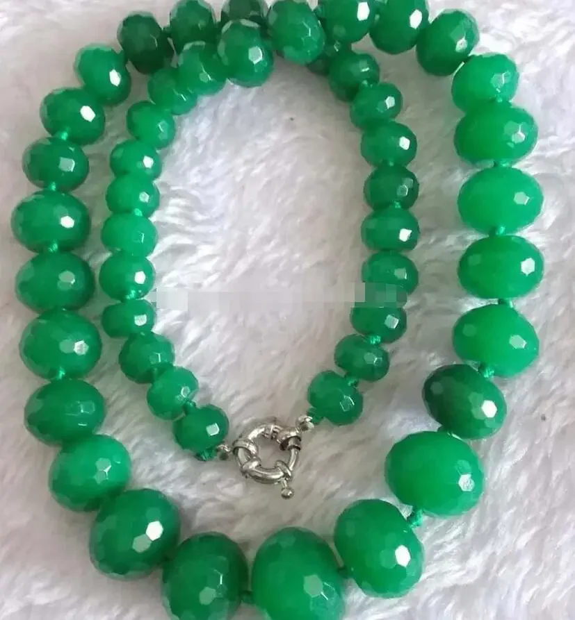 The new 8-20mm Beautiful Green Emerald Faceted Jasper Jewelry Beads Necklace Natural Jade Stone 17'' Wholesale Price