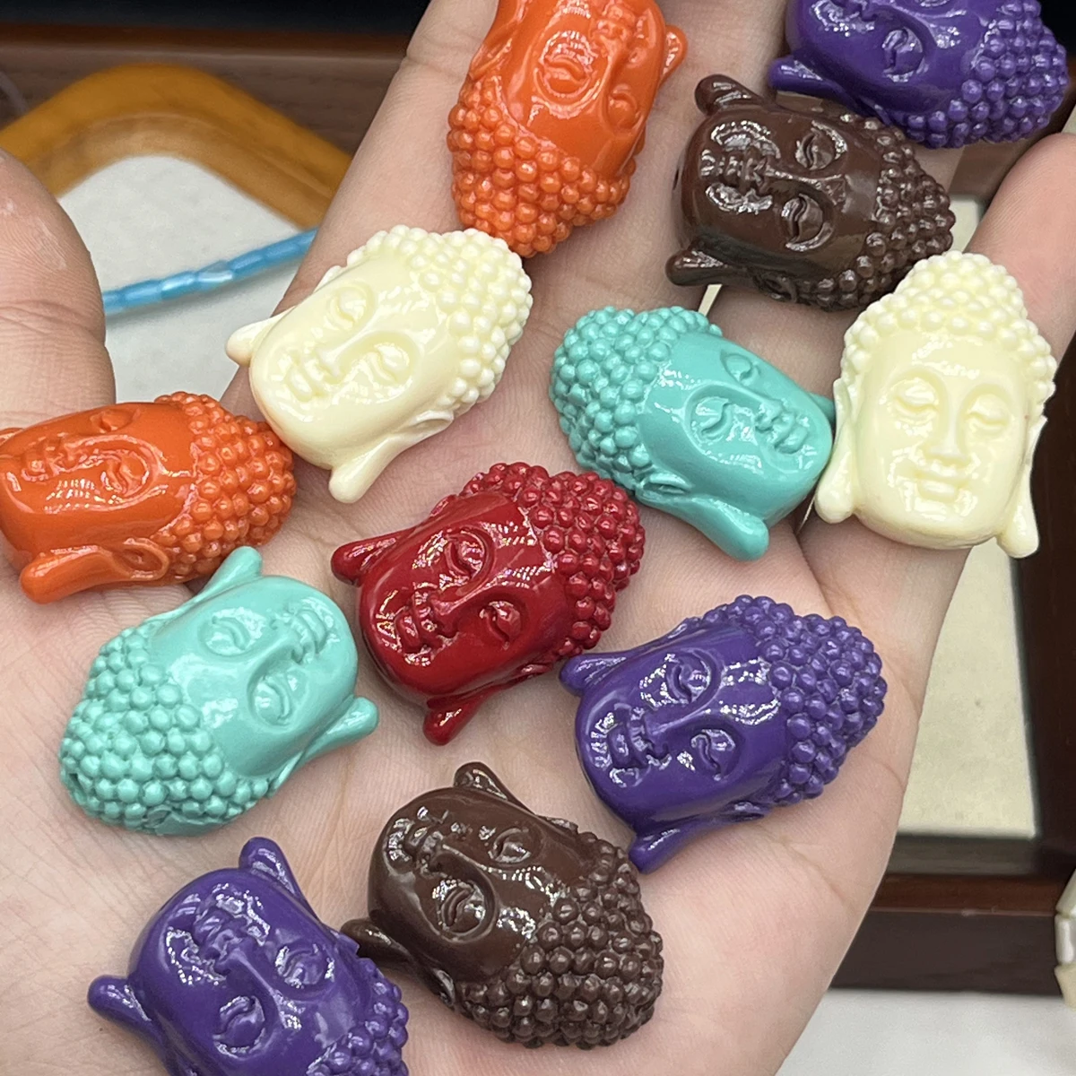 

50pcs/bag Coral Beads Buddha Head Imitation Coral Loose Beaded for Making DIY Jewelry Necklace Bracelet Accessories 15x22mm