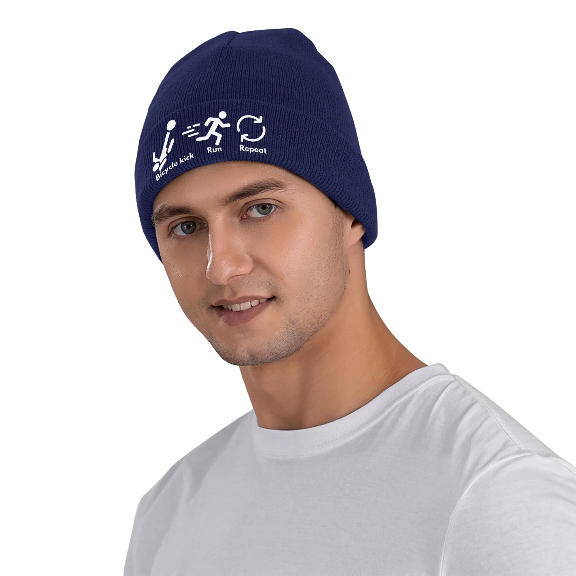 Soccer Bicycle Kick Print Winter Skullies Beanies Hat Warm Autumn Knitted Hats Bonnet Caps for Women Men