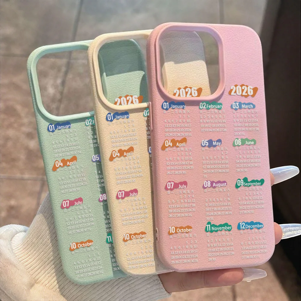 2026 Jahreskalender-Muster Handyhülle für iPhone 17 Pro Max 17 16 Pro Max für iPhone 16 13 12 14 11 15 16Plus Air Cover Silikon