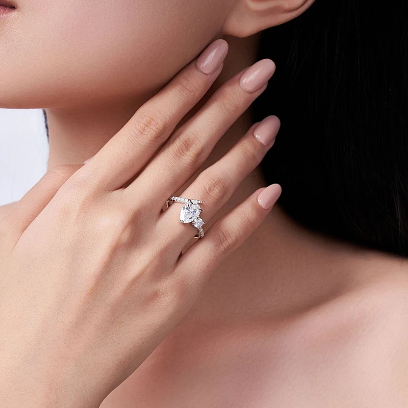 

Certified Gems Full Real Moissanite Rings for Women Luxury Flawless Sterling Silver 925 Lab Daimond Female Wedding Band Jewelry