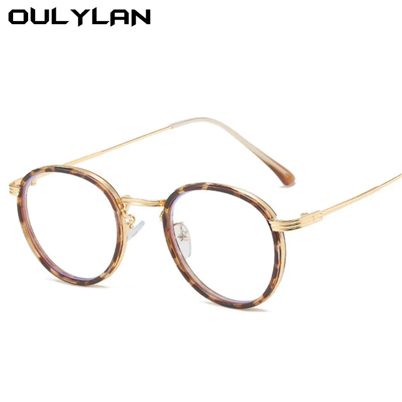 Oulylan Round Finished Myopia Glasses Women Anti Blue Light Nearsighted Eyeglasses Men Computer Prescription -0.5 1.0 1.5 TO-4.0