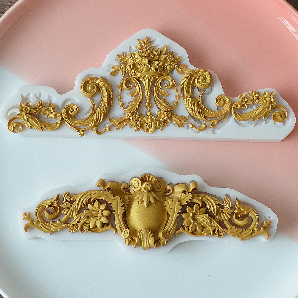 3D Lace Flower Silicone Mold Lace Embossed Vintage Fondant Embossed Cake Decoration Mold Party Decoration Baking Tool