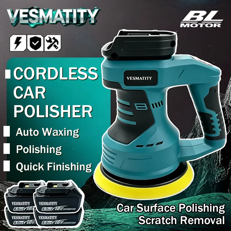 Rechargeable cordless electric polisher for car waxing sealing and glazing with adjustable speed for 18V 20V battery