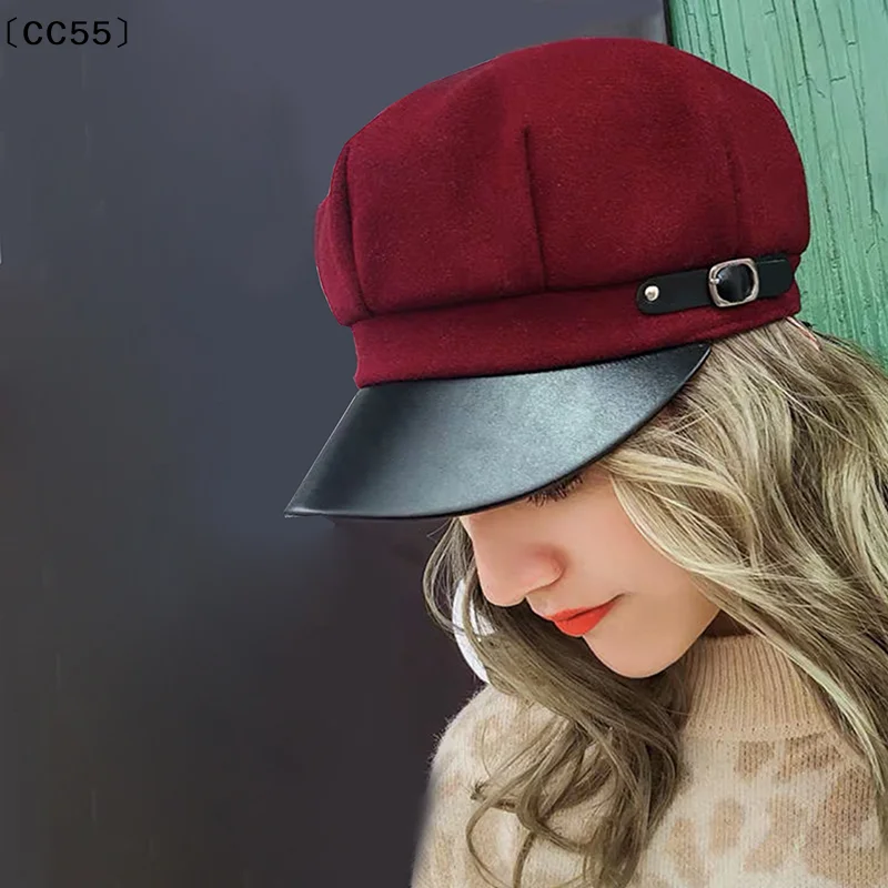 〔CC55〕Vintage Beret Newsboy Hat Adjustable Autumn Winter Hat Beret Octagonal Cap Soft Woolen Beret For Women Berets Painter Cap