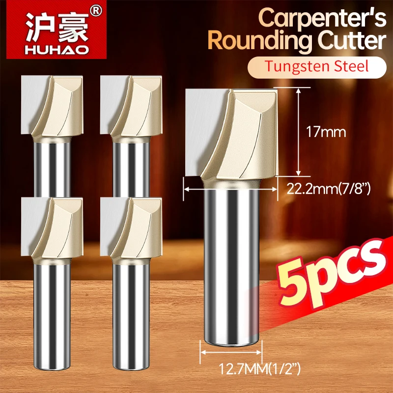 HUHAO 5PCS Router Bit Cleaning Bottom Straight Flute Engraving Groove Slot End Milling Cutter 1/4 1/2  Shank Wood CNC Tools