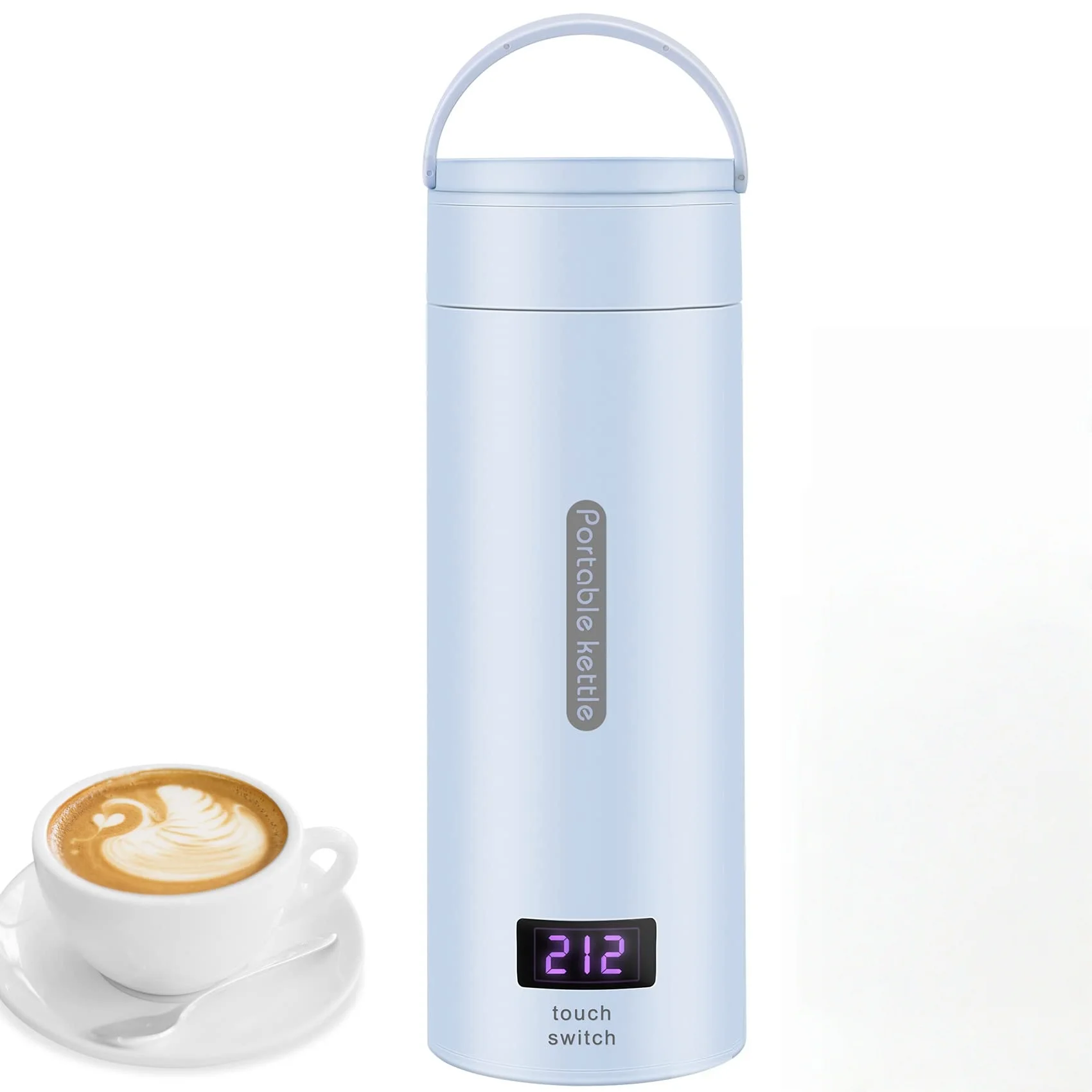 Tragbarer Mini-Wasserkocher Thermobecher Elektrischer Reisebecher mit Temperaturregelung Edelstahl Isolierbecher
