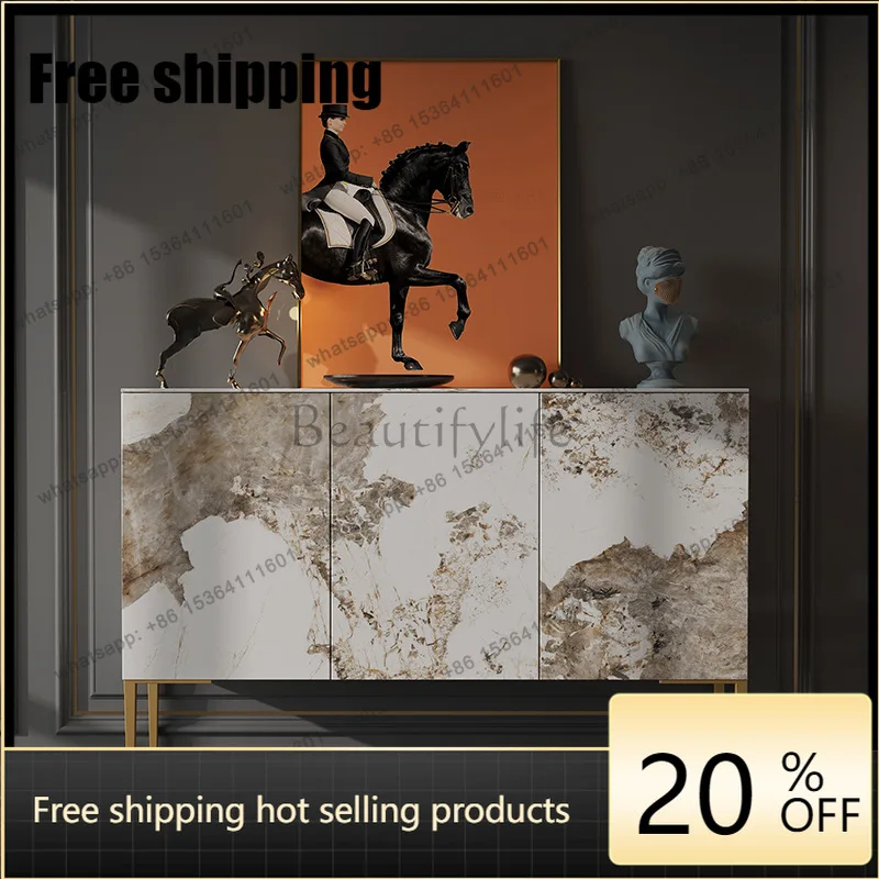 jj4  Best Seller Italian Slate Door Cabinet Light Luxury Modern Simple Decorative Cabinet Household High Foot