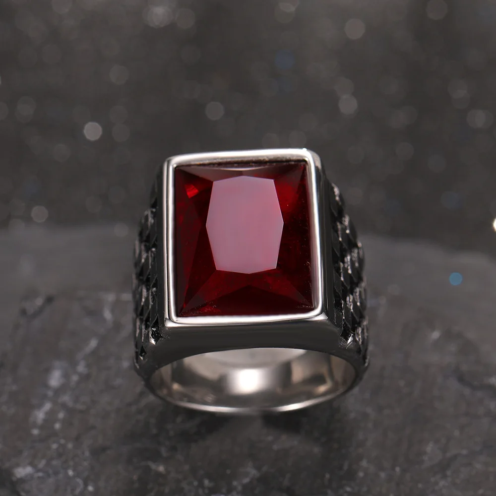 Big Antique Red Ruby Stone Crystals Women Men Cool Punk Mystery Opening Finger Rings Jewelry