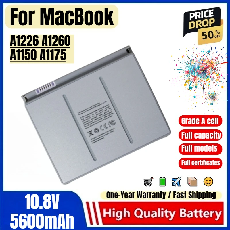 

For MacBook Pro 15 Inch A1226 A1260 A1150 A1175 Laptop Battery 0 Cycle High Quality High Capacity Battery Replacement Bateria
