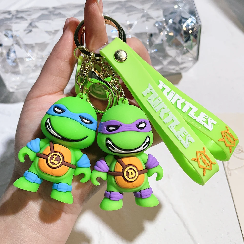 In Stock Teenage Mutant Ninja Turtle Keychain Cartoon Tortoise Keyring Leo Raph Mikey Don Boy Girl Key Chains Children Gifts