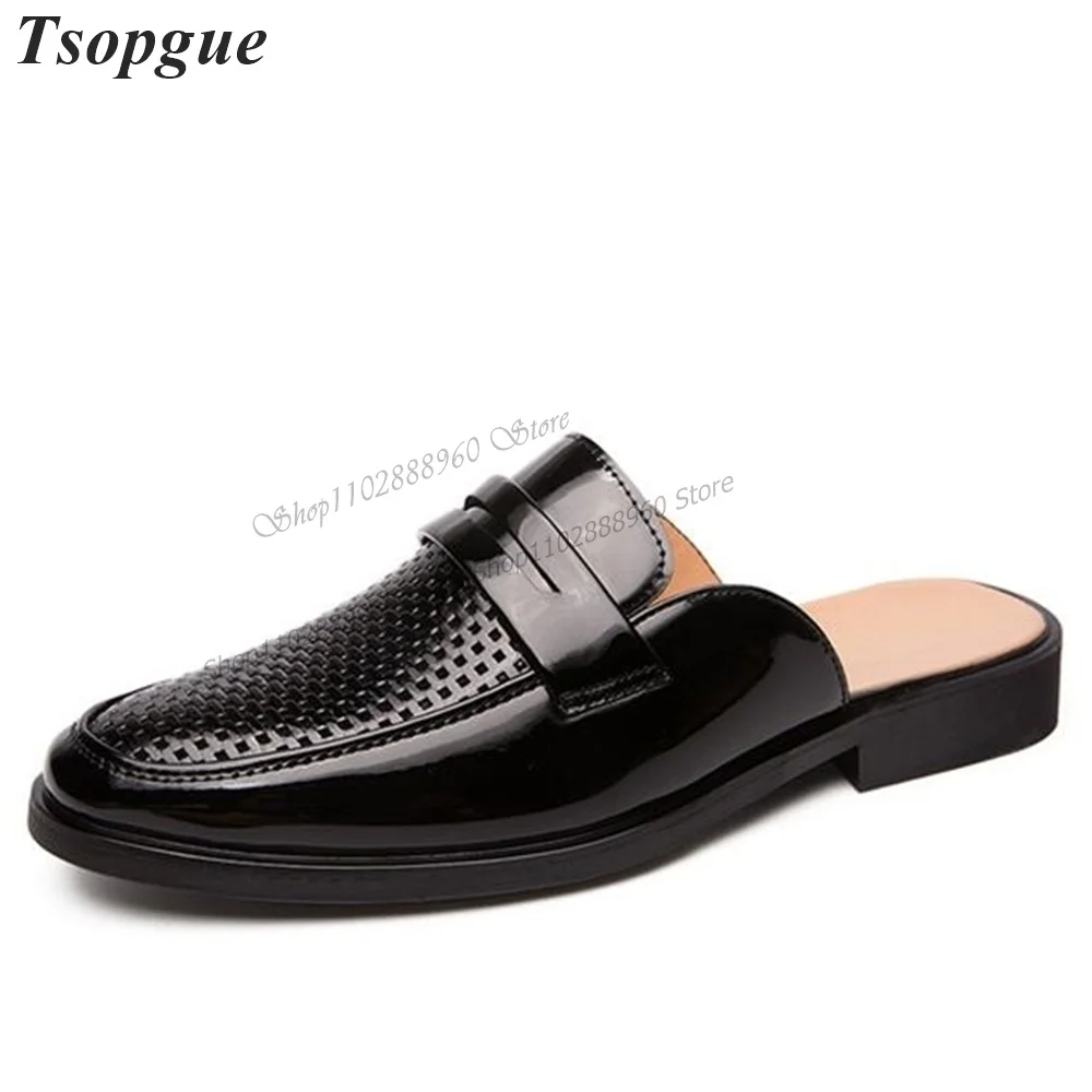 

Comforable Black Leather Small Holes Men's Slippers Men Shoes Slip-On Runway Casual Party Shoes 2023 Fashionable Zapatillas Muje