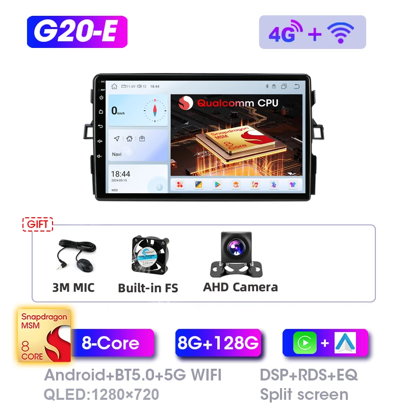 Srnubi 2Din Autoradio CarPlay AndroidAuto WiFi GPS BT Ondersteuning Backup Camera Video Muziek Voor Toyota Auris E150 2006-2012 Stereo