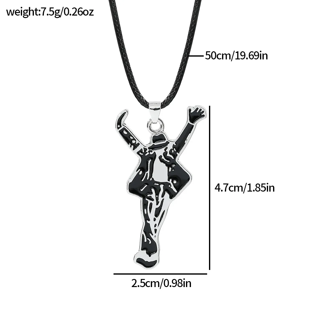 Klassische Michael Jackson Pop-Star Tanz-Emaille-Anhänger-Halskette für Fans – Modeschmuck-Accessoire-Geschenk – Detail 5