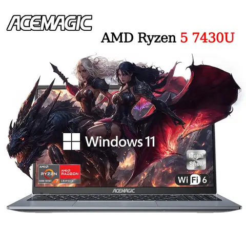 Laptop ACEMAGIC FHD da 15,6 pollici AMD Ryzen 5 7430U 16 GB di RAM 512 GB SSD Windows 11 Pro Notebook 180 °   Flip Computer Wifi6 BT5.2
