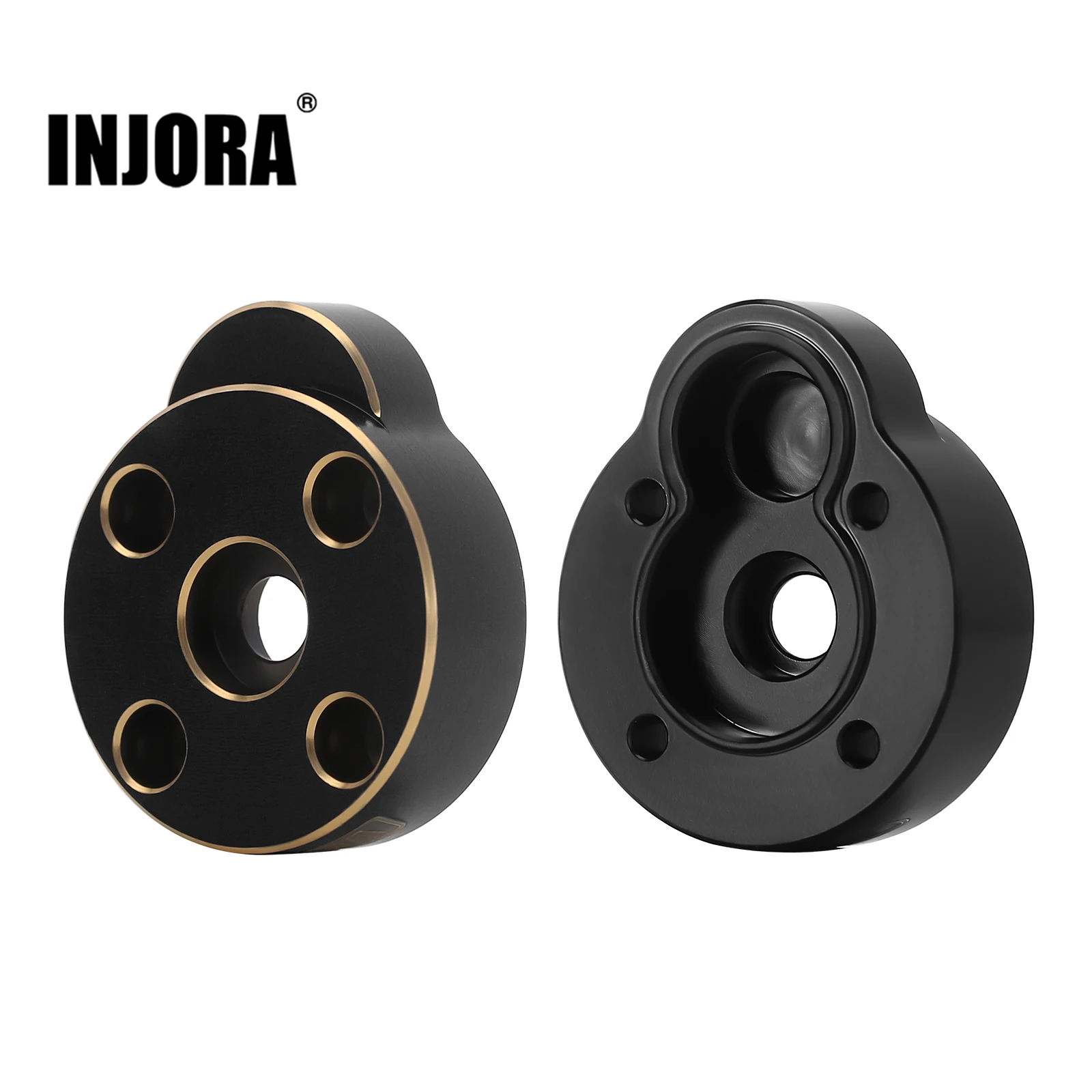 INJORA 23g Black Coating Brass Outer Portal Drive Housing Axle Cover for 1/24 1/18 RC Crawler FMS FCX24 FCX18 Upgrade (FCX24-01)