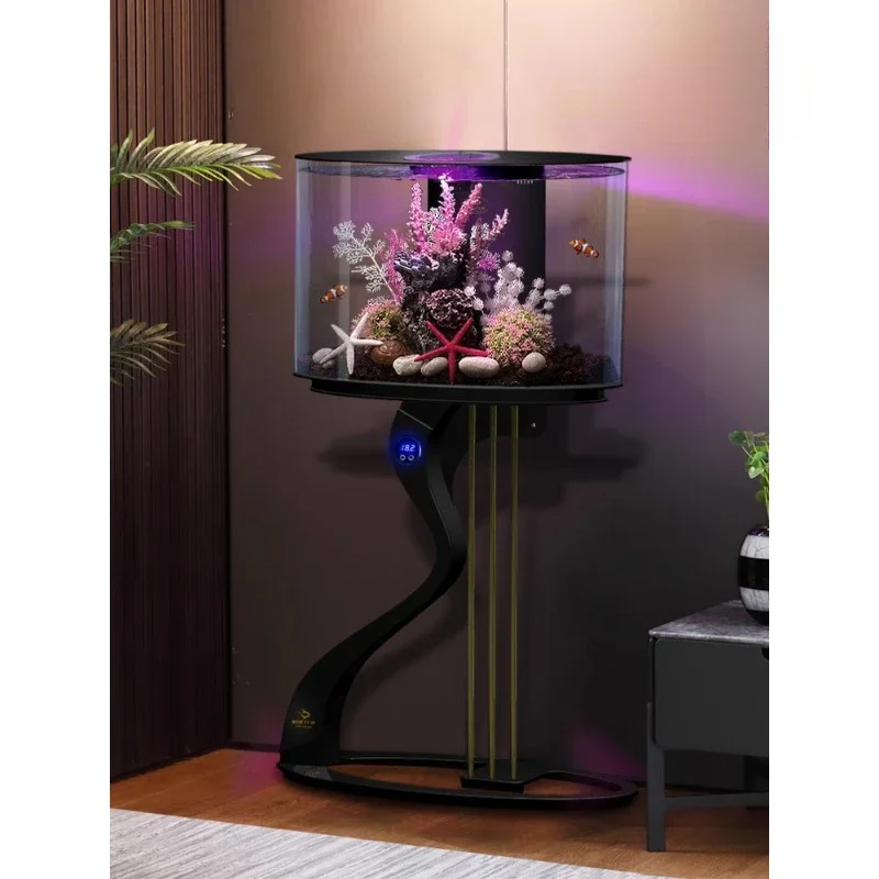 Living room small 2024 new TV cabinet next to the floor ecological water-free side, fish tank