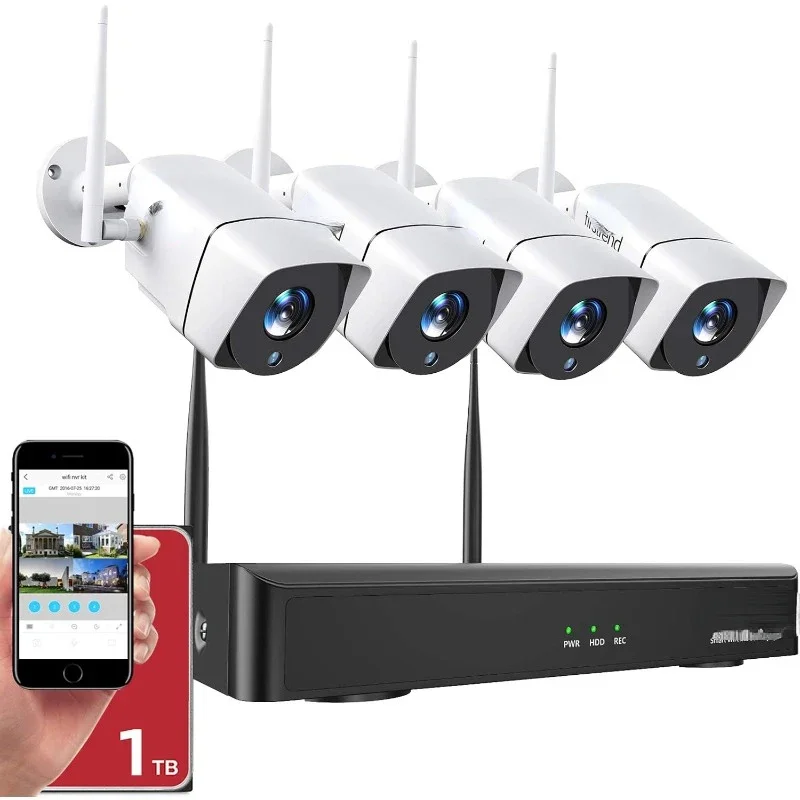 Firstrend-sistema de cámaras de seguridad para el hogar, sistema inalámbrico de 1080P y 8 canales, con 4 piezas, cámaras Full HD de 2MP, HDD nocturno de 1TB