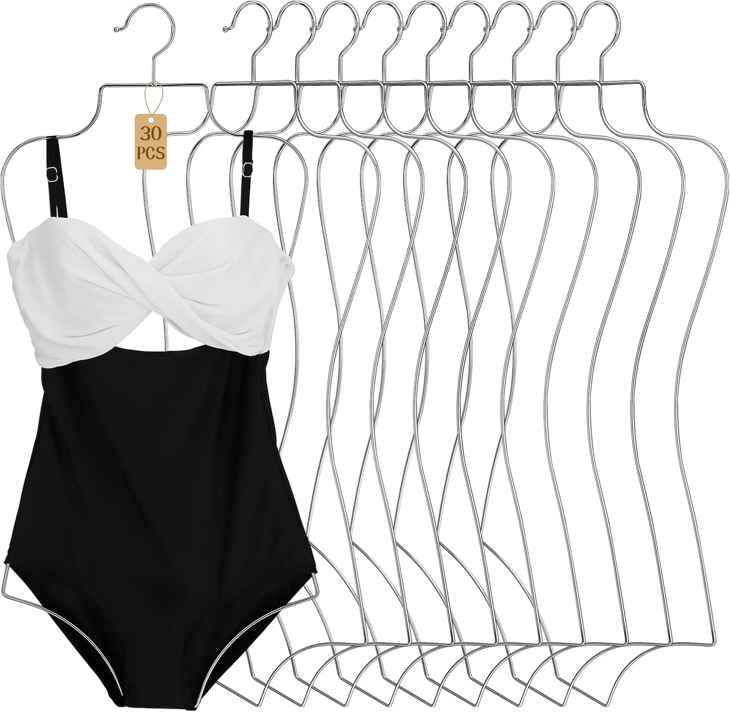 

30 Pack Bathing Suit Hangers Bikini Display Lingerie Wire Hangers Full Body Shape Metal Swimsuit Rack for Bra Boutique Closet