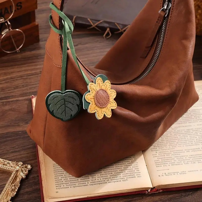 Multi-Purpose Faux Leather Bookmark Floral Pattern With Rope Tassel Can Be Used As Page Marker Bag Charm & Planner Accessory
