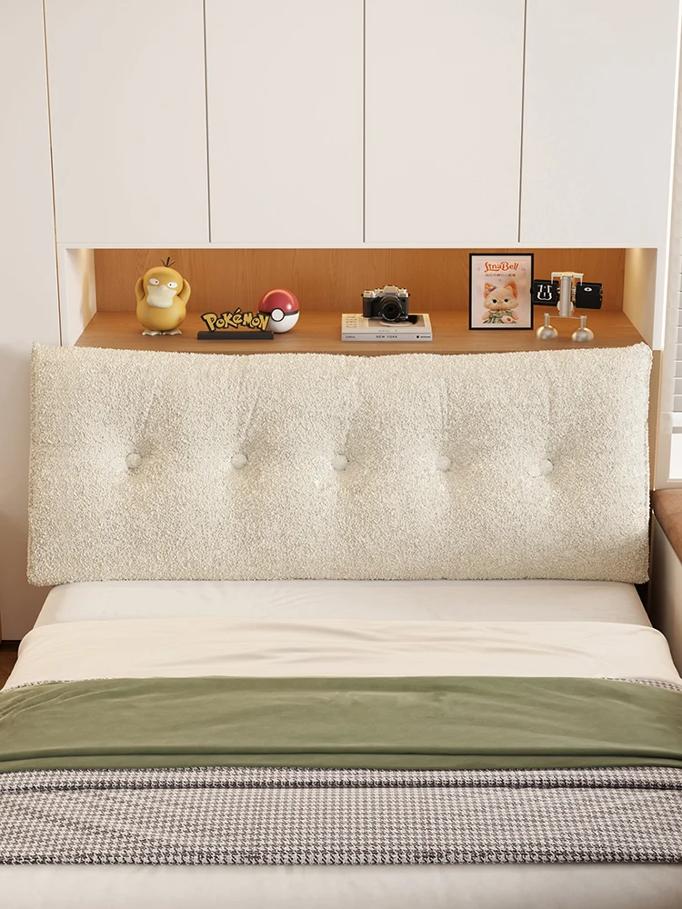 

Bedside Pillow Removable Soft Back Support Pad Simple Modern Style Dormitory Bedroom Plush Material Pure Color Pattern