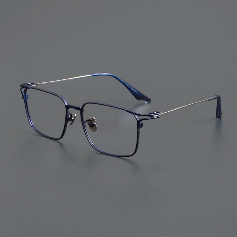 Lunettes Optiques avec Monture Ronde en Titane Pur pour Homme et Femme, Verres Anti-Lumière Bleue et Anti-Radiation