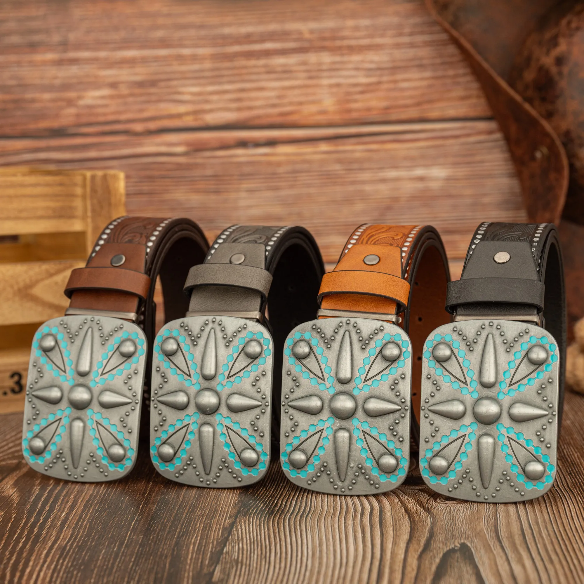 Hand-Painted PU Leather Belt with Zinc Alloy Buckle And Geometric Pattern Ideal Gift for Valentine's Day Graduation Thanksgiving