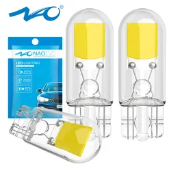NAO W5W T10 LED Light For Car Interior Lamp 5W5 12V 6500K 194 168 COB Glass Auto Indicator License Plates Dome Map Reading Bulb