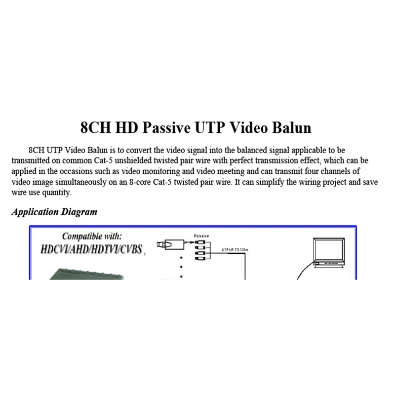 Super Sale 8-Channel Twisted-Pair Transmitter with Built-in Cable, BNC to RJ45 Ethernet Cable HD Transmitter for Surveillance Vi