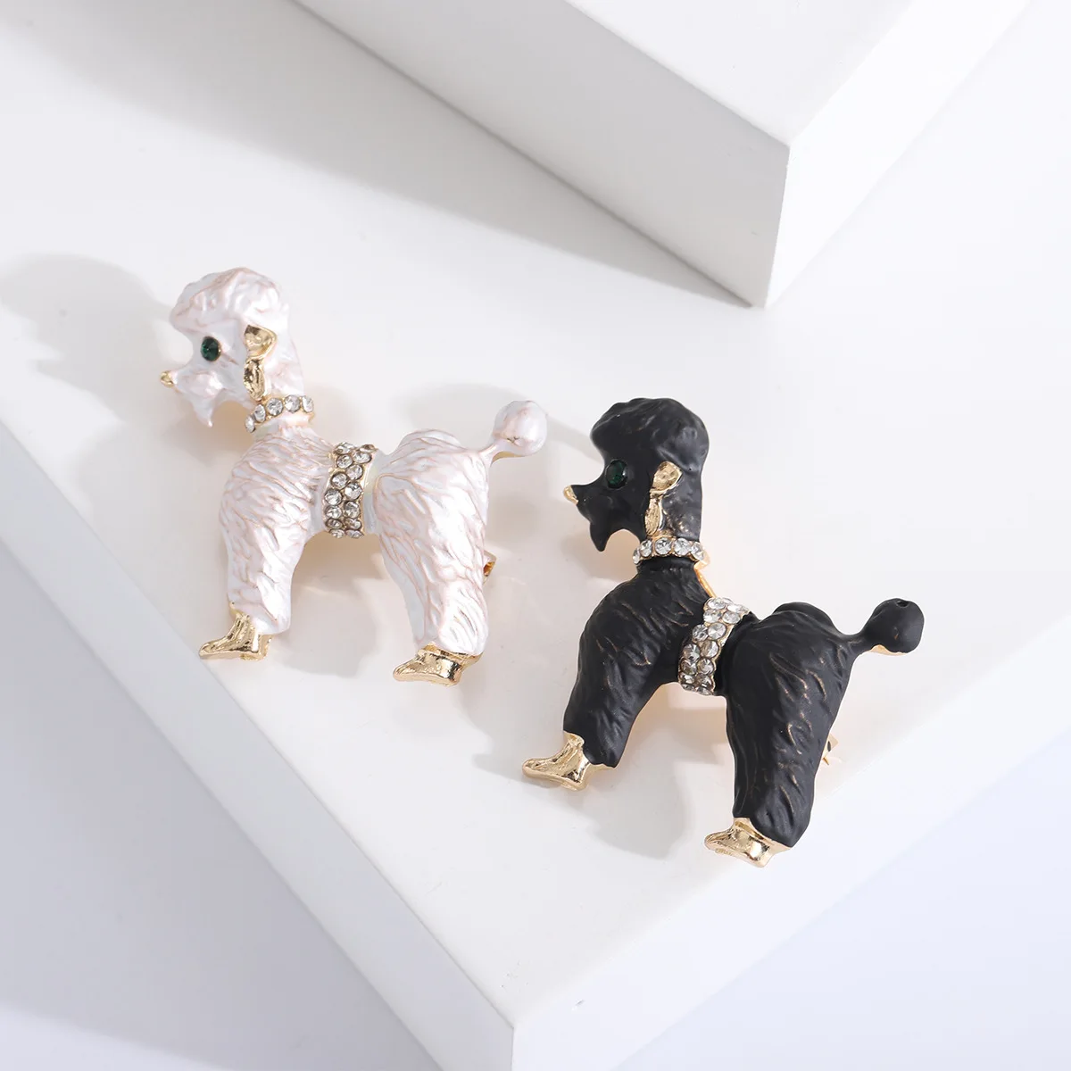 Poodle Dog Brooches Women Unisex 2-color Enamel Cute Animal Party Casual Clothing Suit Coat Bag Accesories Pins Jewelry Gifts