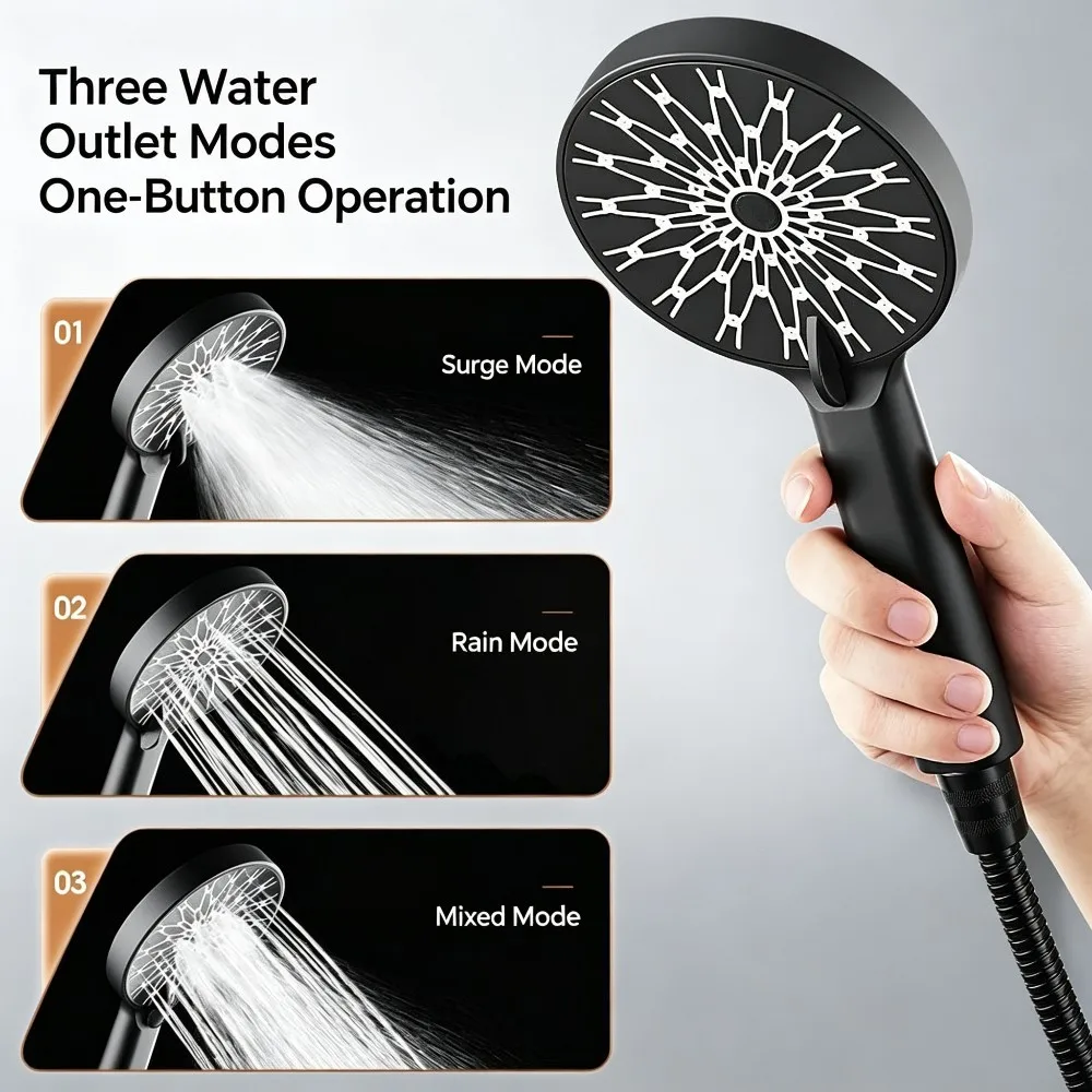 1 pc high-end hotel bathroom with the same shower head, available in both handheld and overhead options, durable, drop resistant
