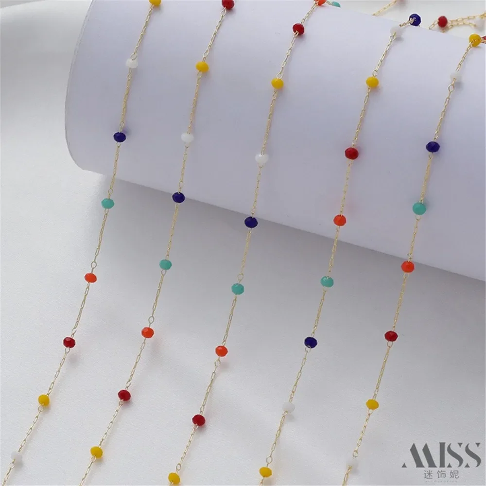 14K Gold-plated Small 0-chain Separated Bead Chain Loose Chain DIY Handmade Decorative Chain Bracelet Necklace Accessory Materia