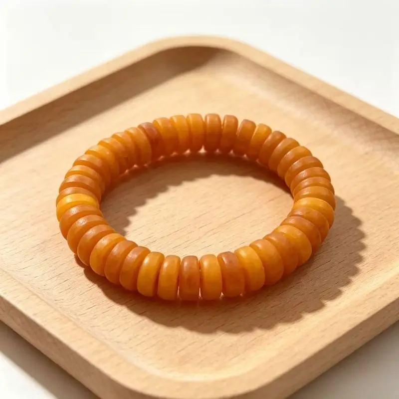 Classic Beeswax Old Abacus Bead Single Ring Bracelet, Second-generation Handicraft Jewelry