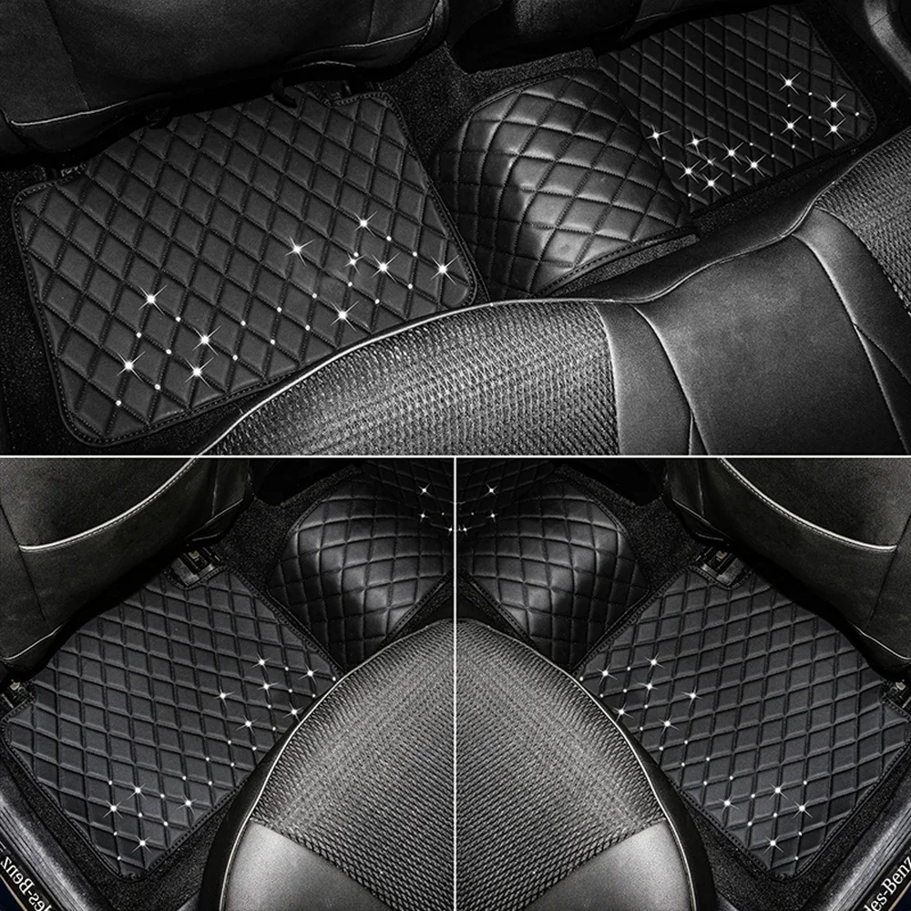 Bling Women Car Mats Floor Mats Rhinestone Crystal Diamond Sparkly Glitter Carpet Universal for SUV Sedan Car Trucks