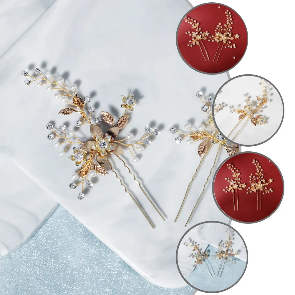 

1Set Hairpin Vintage Pearl Flower Chinese Style Alloy Hair Chopsticks Decorative Wedding Party Dance Elegant Flower Hairpin