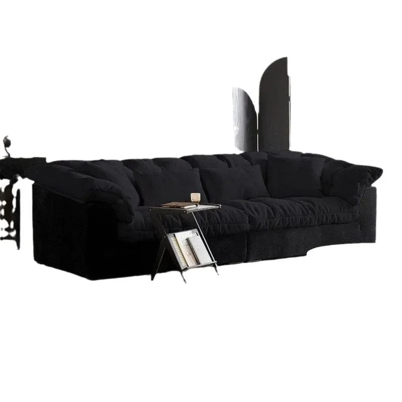Black and white color matching sofa camellia lazy cat paw cloth ins cream wind lazy chenille cloud straight row sofa