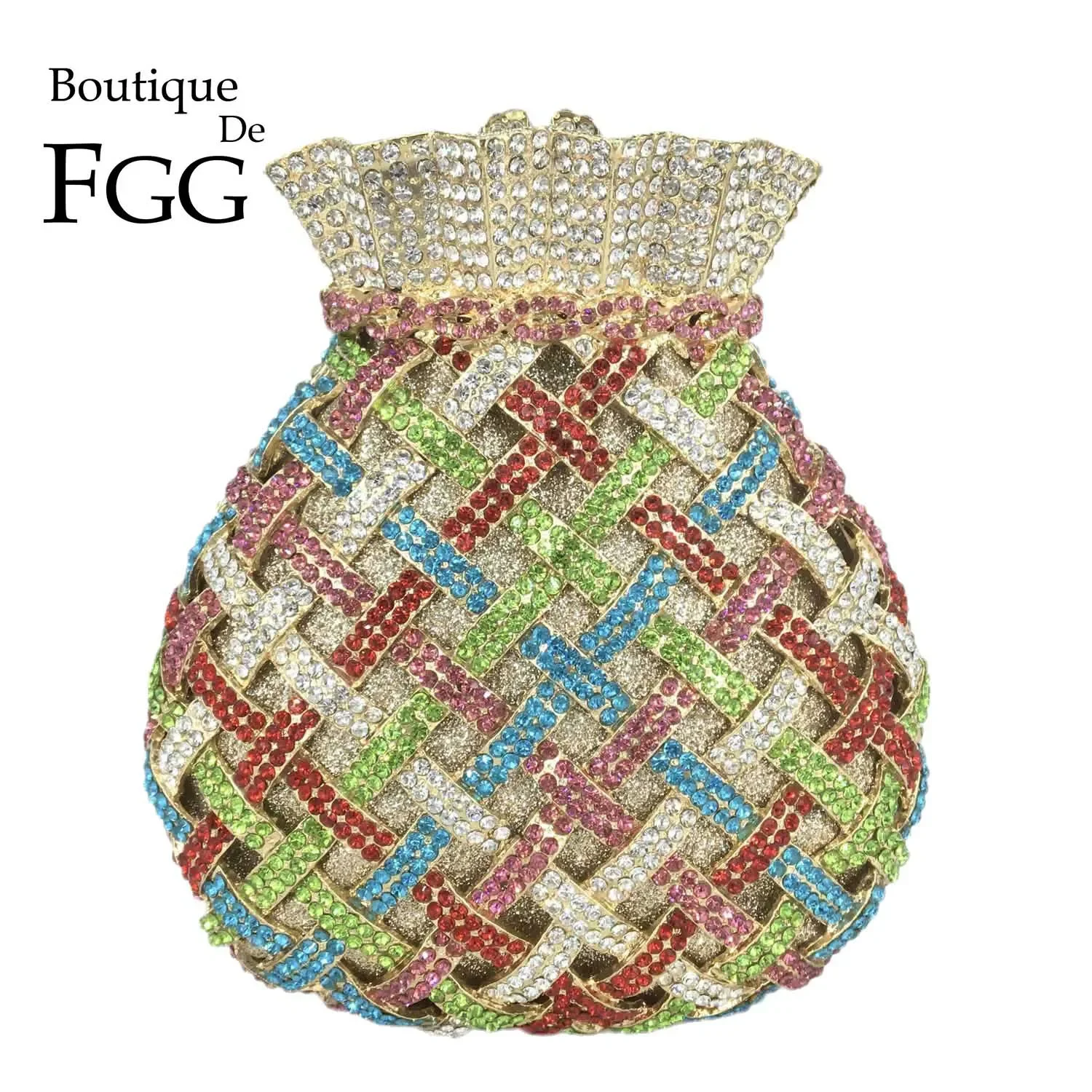 

Boutique De FGG Novelty Women Money Pouch Evening Clutch Bags Party Dinner Rhinestone Dollars Minaudiere Handbags and Purses
