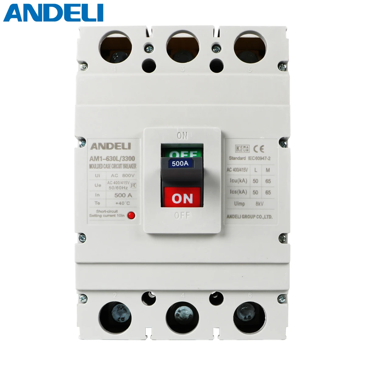 ANDELI  electrical ac 400V AM1-630L/3300 3P 400A 500A 600amp resettablet types industrial circuit breaker