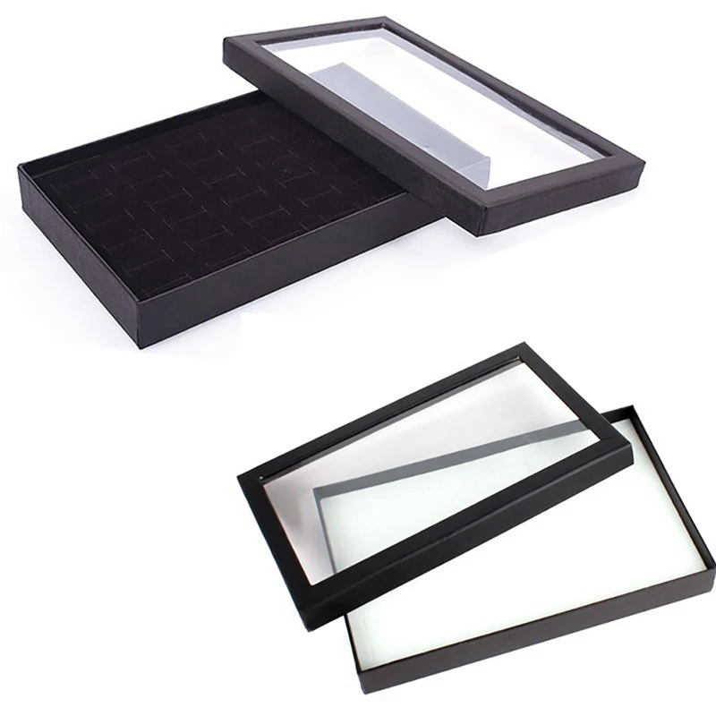 ジュエリー収納ボックス,リングやイヤリング用のスロット付きジュエリーボックス,ジュエリーを整理するための透明なケース,36個