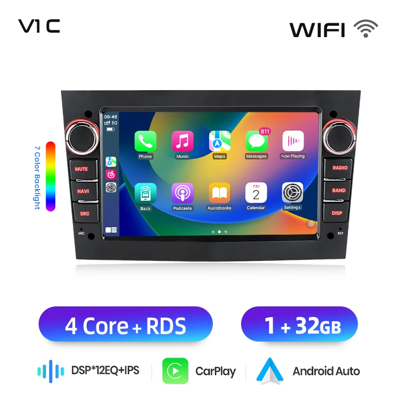 Junsun 7" Android Autoradio Wireless CarPlay Android Auto Stereo für Opel Vauxhall Astra H G J Zafira B Corsa C Antara Vectra Vivaro Meriva Combo Signum Tigra TwinTop WiFi GPS Navi SWC 4G-LTE