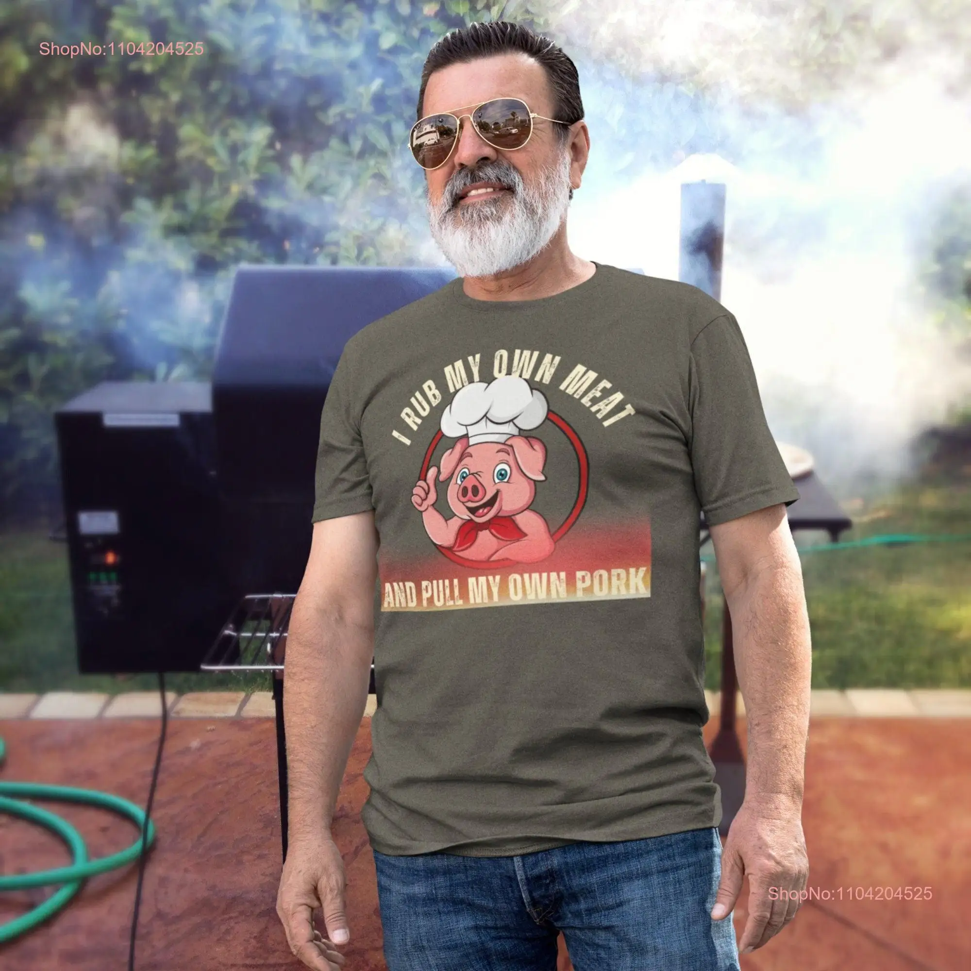 Bbq Smoker s I Rub My Own Meat Pull Pork Funny Barbecue T Shirt Grilling Smoked Pig Butt Pulled Dad long or short sleeves