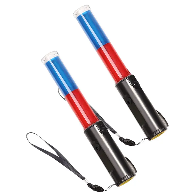 Led Command Light Safety Police Traffic Wand 3-Mode Control Red Blue Led lampeggiante spia luminosa Concert Glow Sticks