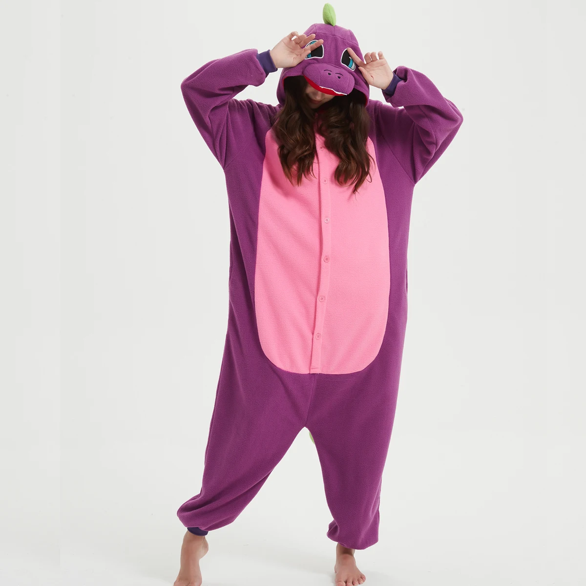 Purple Dinosaur Women Onesie Christmas Animal Sleepwear Man Cartoon Cosplay Funny Halloween Jumpsuit Dragon Raccoon Kigurumi image 5