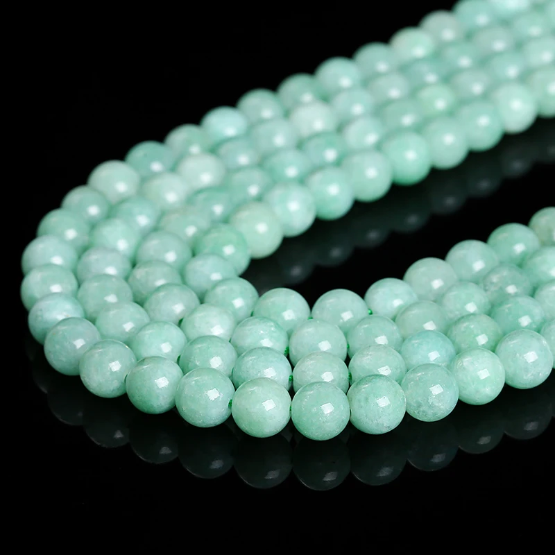 4 6 8 10 12mm Burmese Jade Stone Beads Natural Loose Spacer Beads For Jewelry Making Round Beads DIY Bracelet Accessories 15''